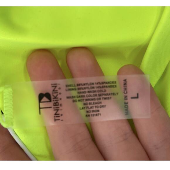 TiniBikini Swimwear Neon Yellow Green Animal Print 2 Piece Bikini NEW Large - Picture 9 of 10